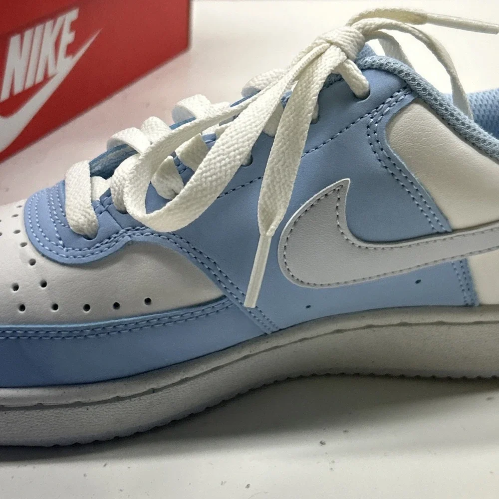 Nike Womens Court Vision Low Summit White/Football Grey/Psychic‎ Blue 6 Medium